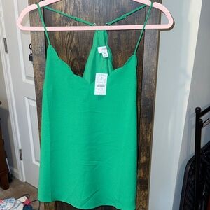 J. Crew Bright Green Scallop-Trim Camisole